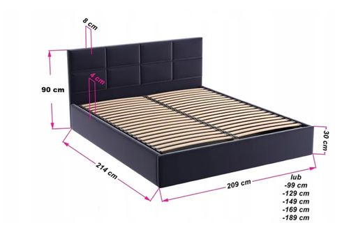 Granatowe łóżko tapicerowane GOBI / R81 140x200 cm na Arena.pl