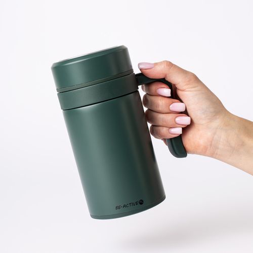 Kubek Termiczny Termos Zielony Podwójne Ścianki Duży 450Ml Na Kawę Herbatę na Arena.pl