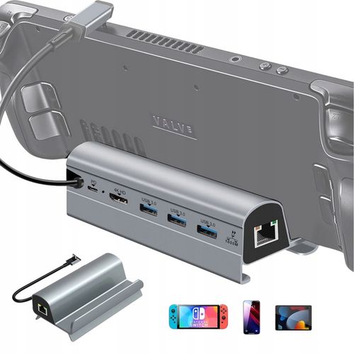 WIELOFUNKCYJNA STACJA DOKUJĄCA + 3*PORTY USB A 3.0 + PORT TYPE-C na Arena.pl