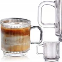 KUBEK SZKLANY Z UCHEM SZKLANKA DO KAWY HERBATY 280 ML GRUBE SZKŁO