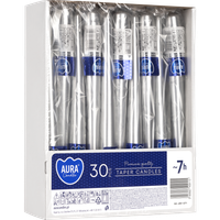 Świece stołowe BISPOL Aura s30-1-271 245/23 srebrny metalik ~7h 30szt.