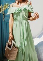 Sukienka hiszpanka damska maxi asymetryczna zielon