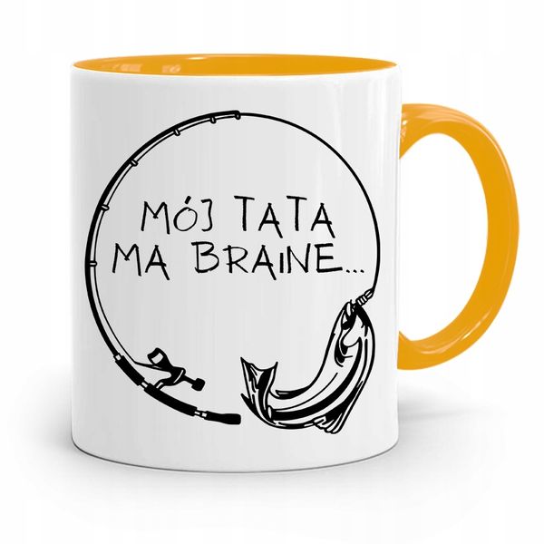 Kubek Żółty Dzień Ojca Dla Taty Mój Tata Ma Branie Z Nadrukiem Ze Zdjęciem zdjęcie 1