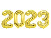 Balony foliowe na sylwestra rok 2023, 40 cm złote
