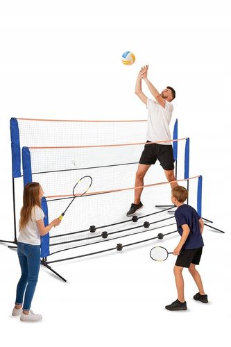 DUŻA SIATKA DO SIATKÓWKI BADMINTONA TENISA ZIEMNEGO 3W1 BARDZO WYSOKA na Arena.pl