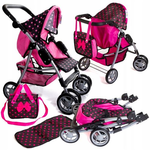 WÓZEK DLA LALEK spacerowy duża spacerówka TORBA PRZEWIJAK regulowana rączka na Arena.pl