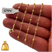 PIĘKNY ZŁOTY ŁAŃCUSZEK DAMSKI Z KULECZKAMI SREBRO 925 POZŁACANY REGULOWANY