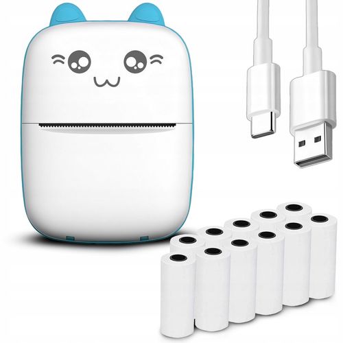 MINI DRUKARKA TERMICZNA DRUKUŚ ORYGINALNY DO ZDJĘĆ PRZENOŚNA KOTEK 11 ROLEK na Arena.pl