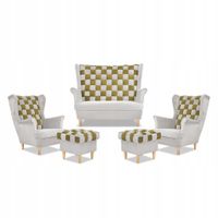 Zestaw uszak CAROL DUO sofa fotele pufy biało - złoty