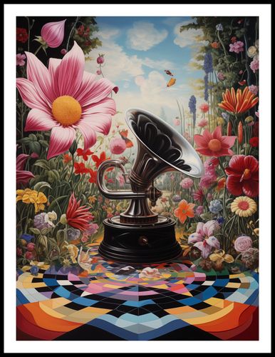 Plakat 60x80cm Gramofon w Kwiatach na Arena.pl
