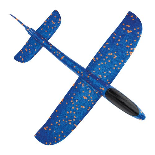 Samolot z pistoletem wyrzutnią styropianowy rzutka niebieski z kółkami na Arena.pl