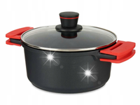 GARNEK Z POKRYWKĄ ALUMINIOWY OKRĄGŁY CZARNY 25X15 CM Z UCHWYTAMI MOLTEN