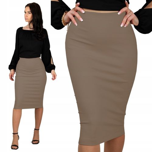 5XL TUBA CAMEL spódnica dopasowana midi ołówkowa brązowa obcisła 50 na Arena.pl