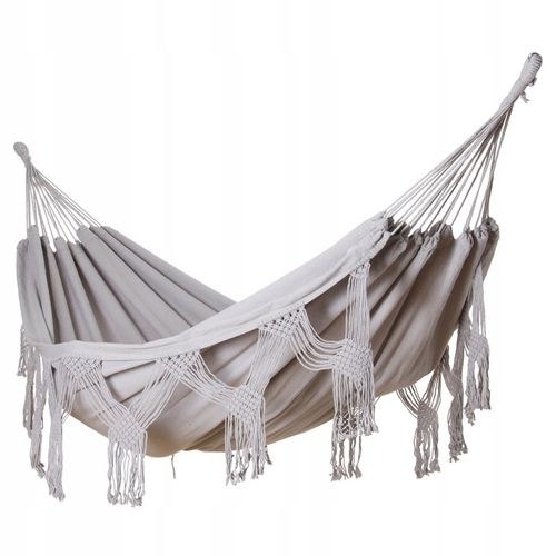 DUŻY DWUOSOBOWY HAMAK OGRODOWY BOHO MAKRAMA MIDAS 2 160x220 XXL SZARY na Arena.pl