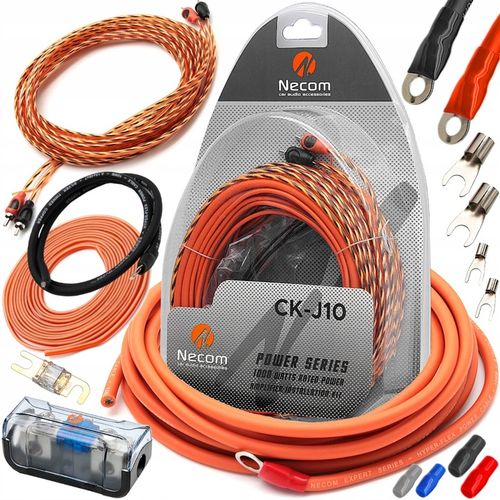 Zestaw kabli przewodów do wzmacniacza samochodowego NECOM 10mm2 porządne na Arena.pl