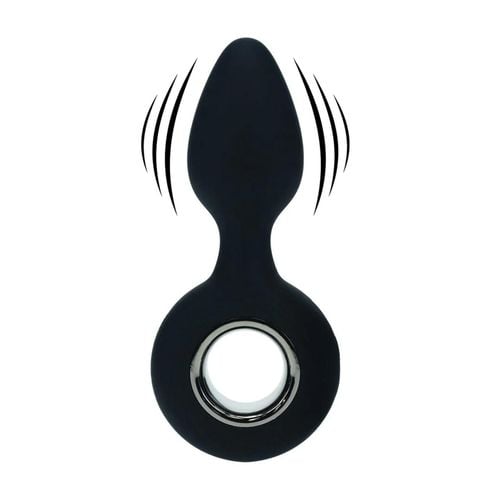 vibrating silicone anal plug with loop - black na Arena.pl
