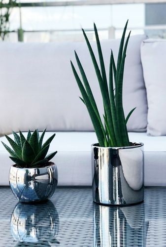 Doniczka Osłonka Ceramiczna Walec Srebrny Do Kwiatów i Kompozycji 15 cm na Arena.pl