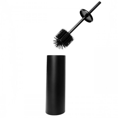 Szczotka silikonowa do wc czarna mat z metalowym pojemnikiem łazienkowa na Arena.pl