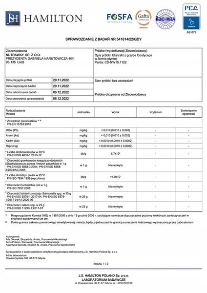 Lion's Mane, Cordyceps - krople, full spectrum, ekstrakt z Polski zdjęcie 10