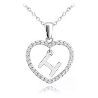 MINET Srebrny naszyjnik litera w sercu „H” z cyrkoniami
