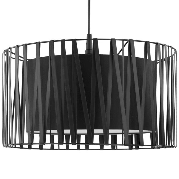 Lampa wisząca okrągła Harmony 1654 TK Lighting tkaninowa czarna zdjęcie 1