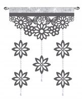Firana nowoczesna MOTYLE I KWIATY EKRAN z zawieszkami ażur GLAMUR 60x95