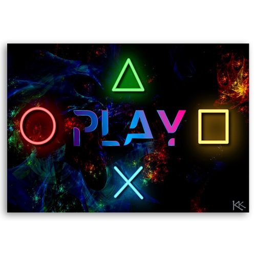 Emaga Obraz na płótnie, Napis play i przyciski do kontrolera - 60x40 na Arena.pl