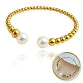 bransoletka na rękę stal chirurgiczna pozłacana 14k złotem, perły bst1563