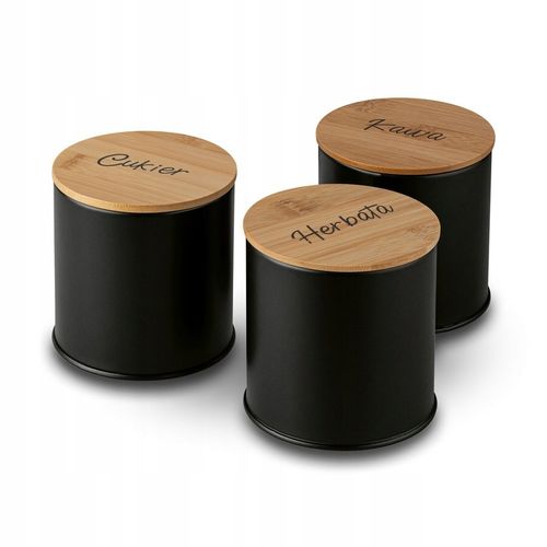 CHLEBAK ZESTAW Z POJEMNIKAMI NOWOCZESNY KAWA CUKIER HERBATA CZARNY na Arena.pl