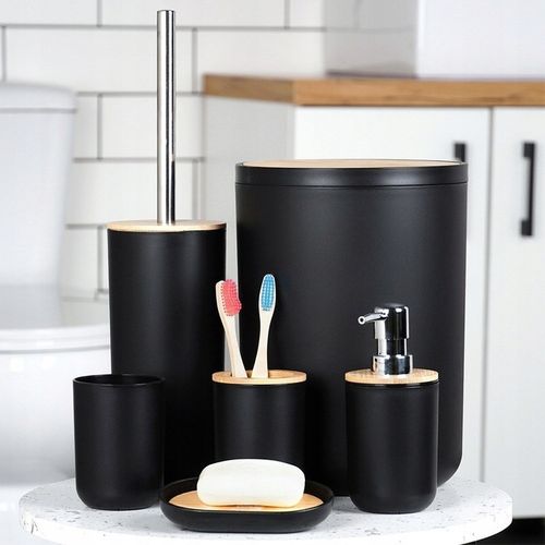 Zestaw ŁAZIENKOWY kubek szczotka WC kosz na śmieci dozownik mydła na Arena.pl