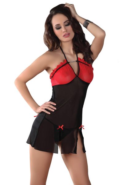 PRZEŚWITUJĄCA KOSZULKA NOCNA STRINGI KOMPLET S/M zdjęcie 10