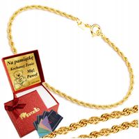 Złota Bransoletka Kręcona Damska 585 na Rękę Corda Dla Kobiety GRAWER