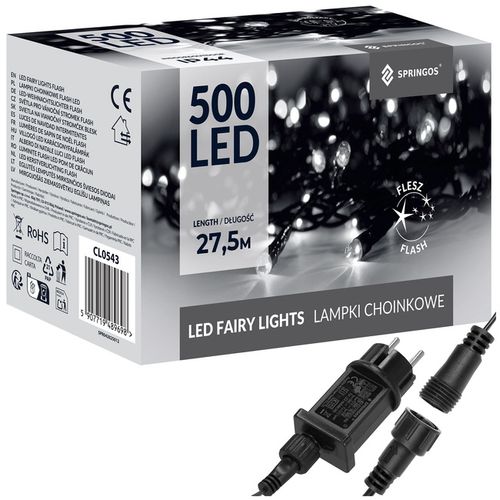 Lampki choinkowe 500 led zimny biały+ zimny biały flash 27,5 m oświetlenie świąteczne IP44 na Arena.pl