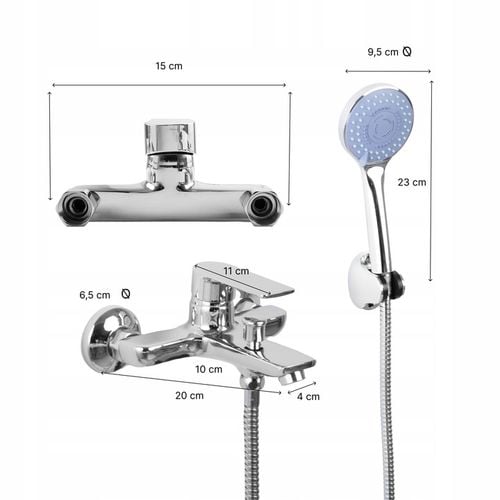 Bateria wannowa z prysznicem chrom zestaw wannowo prysznicowy ze na Arena.pl