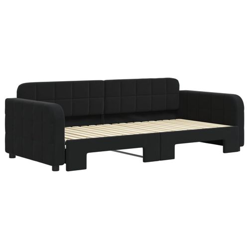 Sofa rozsuwana, czarna, 90x190 cm, aksamit na Arena.pl