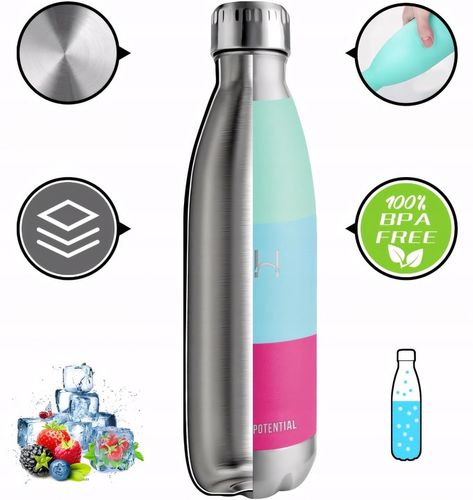 Kubek Termiczny Termos na Kawę Herbatę ze Stali Nierdzewnej Niebieska 750ml na Arena.pl