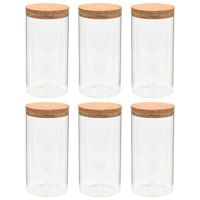 Szklane słoje z korkową pokrywką, 6 szt., 1400 ml
