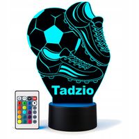 Lampka nocna biurkowa LED PIŁKA NOŻNA PIŁKARZ KOREK 3D R14 + IMIĘ GRAWER