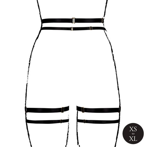 Double Strap Garter Belt With Adjustable Sliders - One Size - Black na Arena.pl