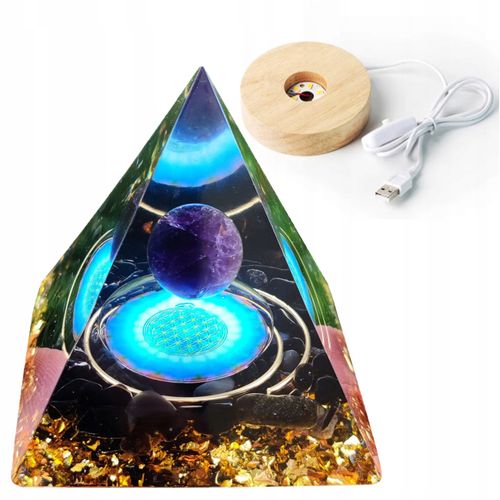 Piramida ORGONIT +LED Lampka PODSTAWA 5cm KRYSZTAŁ KAMIENIE AMULET 5cm HX09 na Arena.pl