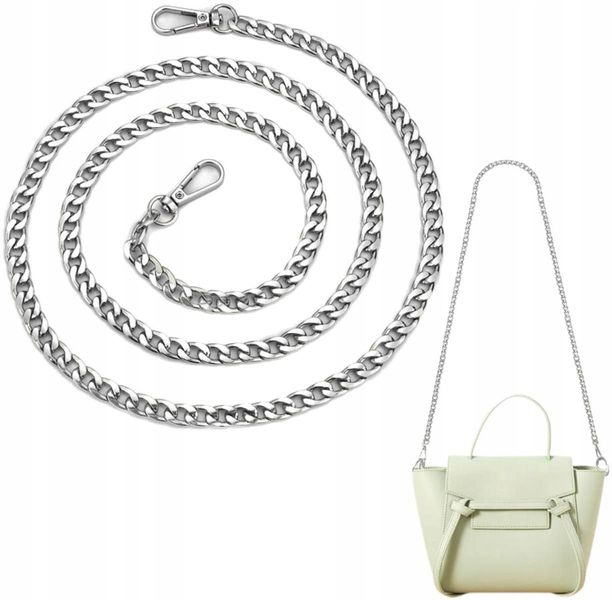 Pasek Do Torebki Torby Łańcuch Długi Srebrny Gruby zdjęcie 6