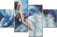 120CM 80CM ZEGAR 4 ELEM KOBIETA TAŃCU OBRAZ ŚCIENNY