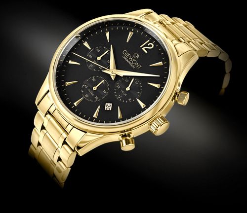 zegarek męski giewont chronograph sapphire złoto czarny gw6310-b4 na Arena.pl