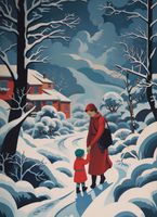 Plakat 40x55cm Matka i Dziecko w Śnieżnej Krainie