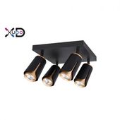 KINKIET GU10 LED X4 CZARNY ZŁOTY ALUMINIUM 350 STOPNI OBROTU