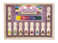 Zestaw DeLuxe Stempelki drewniane Pieczątki 10 wzorów MelissaandDoug
