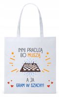 Torba Biała Eco Shopper Dla Szachisty Prezent Z Nadrukiem Ze Zdjęciem