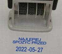 NAJLEPIEJ SPOŻYĆ PRZED - mały datownik z tekstem - DATA i TEKST w jednym
