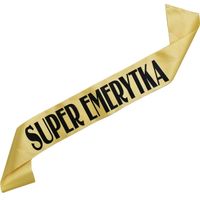 Super Emerytka złota szarfa z czarnym nadrukiem