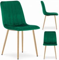 Krzesło LAVA - ciemna zieleń aksamit / nogi kolor drewna